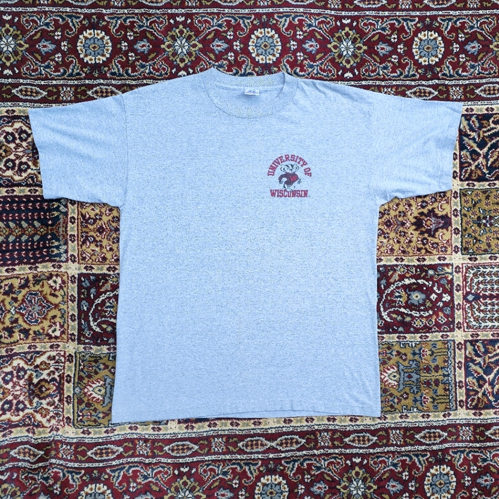 Vintage University Of Wisconsin Badgers TShirt Ash Grey Size XL